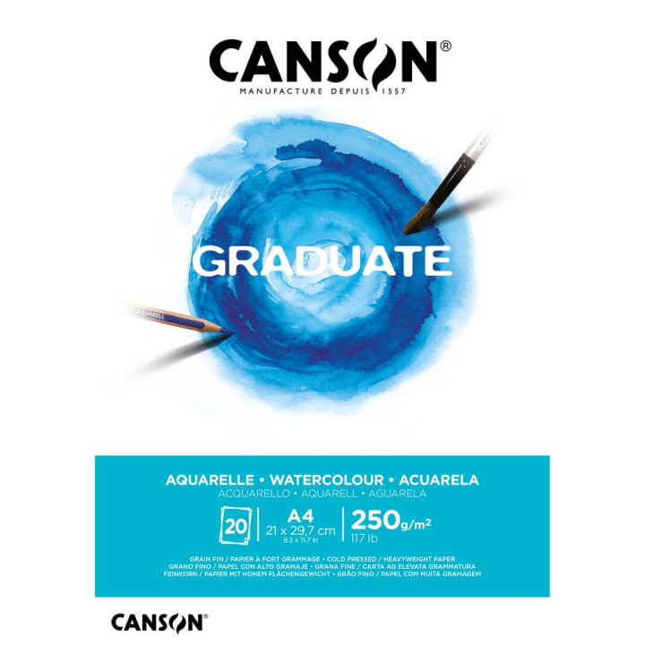 Bloc Graduate Aquarelle 250 g/m² 20F - Canson - Rougier et Plé