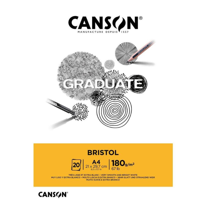 Bloc Graduate Bristol 180g/m² 20F - Canson - Rougier et Plé