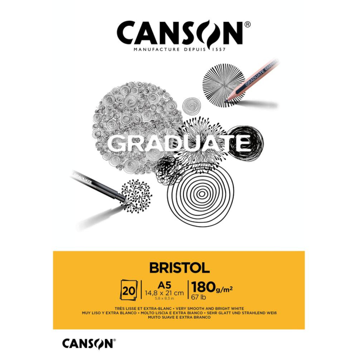 Bloc Graduate Bristol 180g/m² 20F - Canson - Rougier et Plé