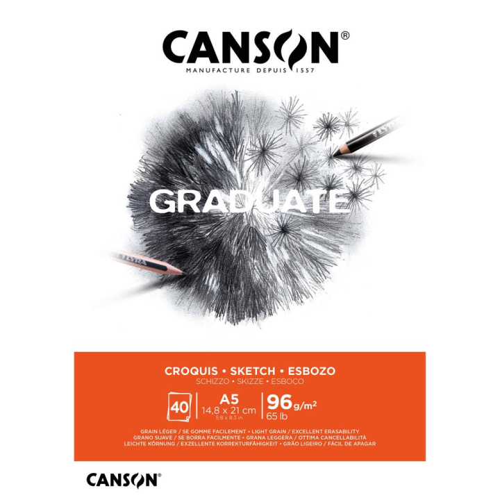 Bloc Graduate Croquis 96 g/m² 40F - Canson - Rougier et Plé