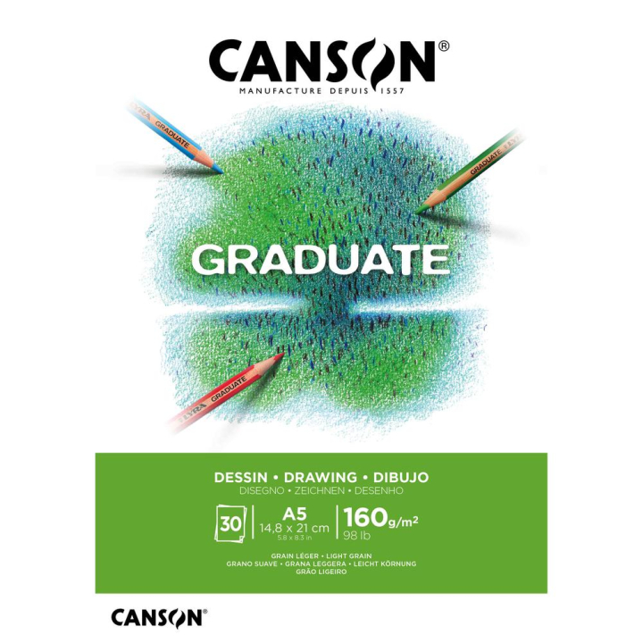 Bloc Graduate Dessin Blanc 160 g/m² 30F - Canson - Rougier et Plé