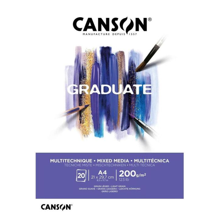 Bloc Graduate Mixed Media Papier Blanc 200 g/m² 20F - Canson - Rougier et Plé