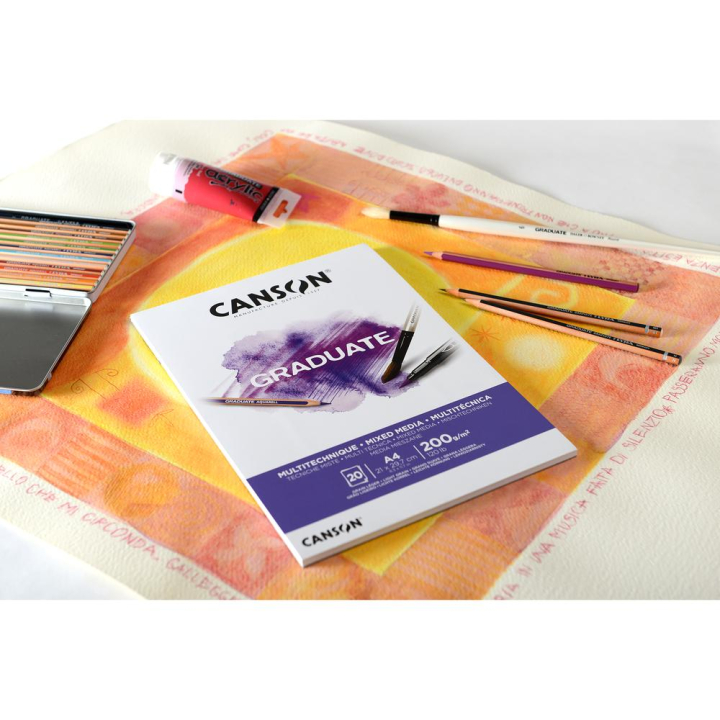 Bloc Graduate Mixed Media Papier Blanc 200 g/m² 20F - Canson - Rougier et Plé