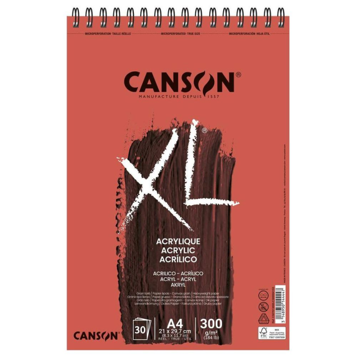 Bloc spiralé Acrylique XL 300 g/m² 30F - Canson - Rougier et Plé