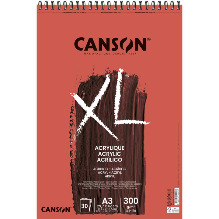 Bloc spiralé Acrylique XL 300 g/m² 30F - Canson - Rougier et Plé