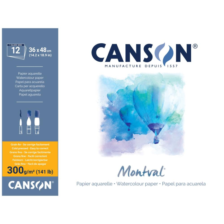 Bloc Montval Grain fin 300 g/m² collé petit côté - Canson - Rougier et Plé