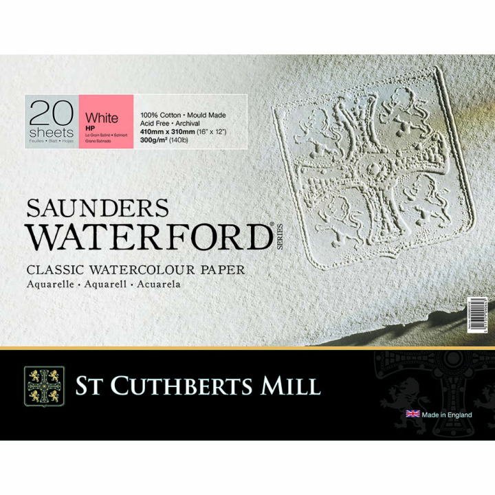 Bloc de papier aquarelle Grain satiné 300 g/m² 20F - Saunders Waterford - Rougier et Plé