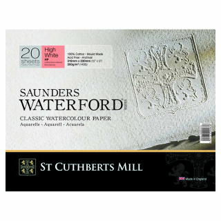 Bloc de papier aquarelle Extra blanc Grain satiné 300 g/m² 20F - Saunders Waterford - Rougier et Plé
