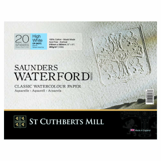 Bloc de papier aquarelle Extra blanc Grain fin 300 g/m² 20F - Saunders Waterford - Rougier et Plé