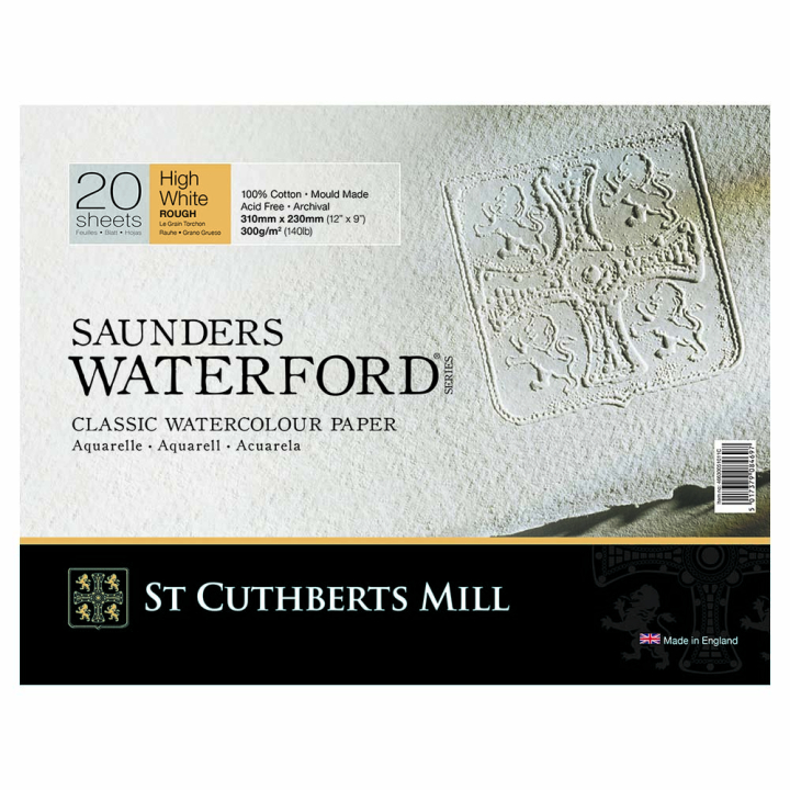 Bloc de papier Aquarelle Extra blanc Grain Torchon 300 g/m² 20F- Saunders Waterford - Rougier et Plé
