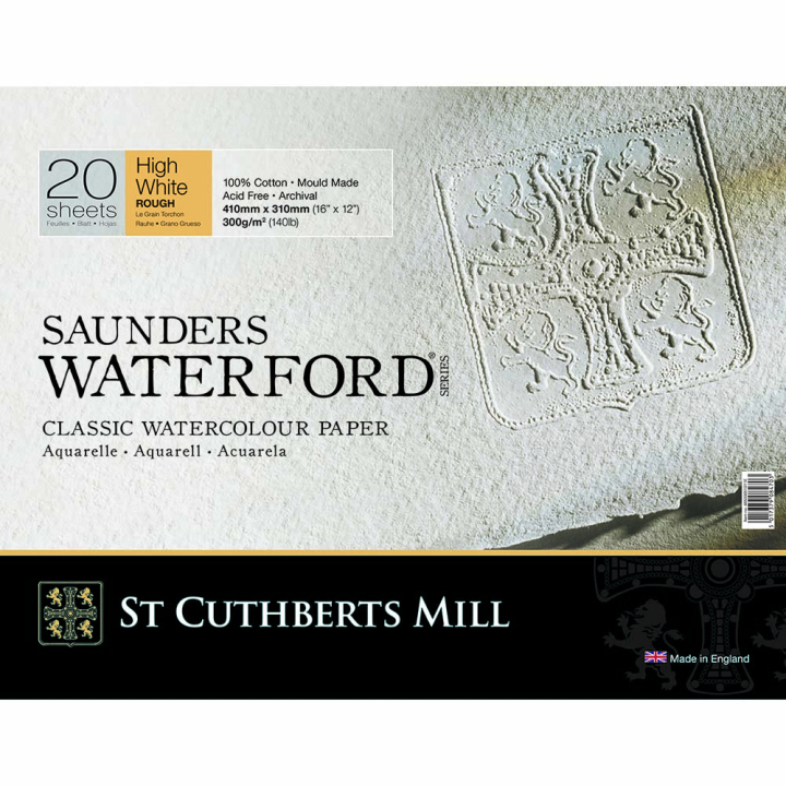 Bloc de papier Aquarelle Extra blanc Grain Torchon 300 g/m² 20F- Saunders Waterford - Rougier et Plé