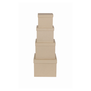 Lot de 4 boîtes carrées en papier mâché - Décopatch - Rougier et Plé