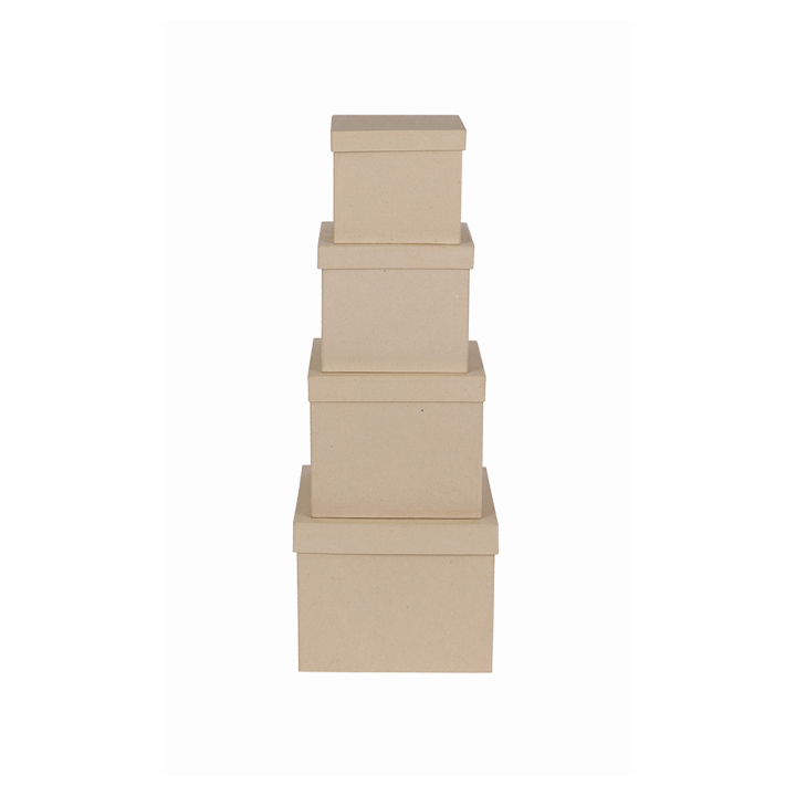 Lot de 4 boîtes carrées en papier mâché - Décopatch - Rougier et Plé