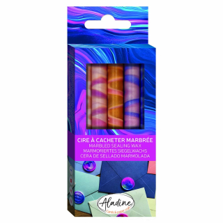 5 batons de cire marbrée Ambre rosé - Aladine - Rougier et Plé