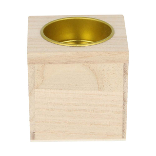 Petit bougeoir en bois 6 x 6 x 6 cm - Artemio - Rougier et Plé