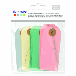 Set de 40 etiquettes couleurs macaron 4 x 9 cm -Artemio - Rougier et Plé