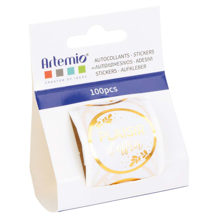 Stickers  plaisir d'offrir  3,5 cm - Artemio - Rougier et Plé
