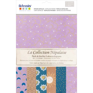 Papier Népalais 12 pages Celeste 80g/m² 28 x 21,5 cm - Artemio - Rougier et Plé