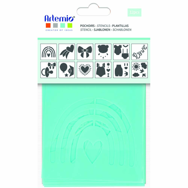 Set de 12 pochoirs Naissance 9 x 9 cm - Artemio - Rougier et Plé