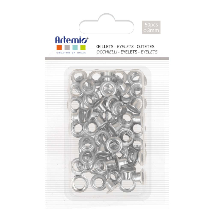 Lot de 50 œillets argentés 3mm - Artemio - Rougier et Plé