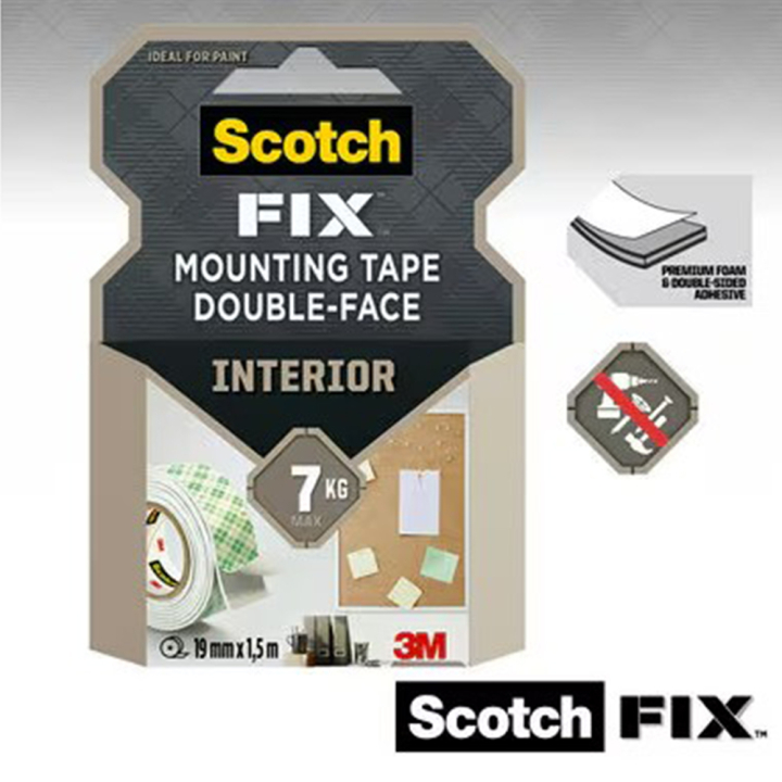 Adhésif de fixation mousse double-face pour intérieur 19 mm x 1,5 m - Scotch - Rougier et Plé