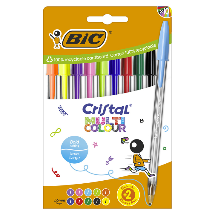 Stylo bille Cristal - Etui de 10 couleurs - BIC - Rougier et Plé