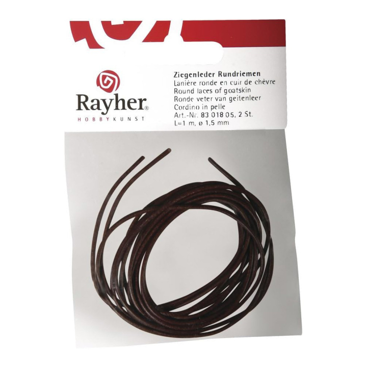 Lanière ronde en cuir de chèvre Ø 1,5 mm x 1 m - Rayher - Rougier et Plé