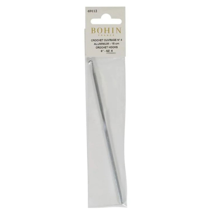 Crochet à laine en aluminium 15 cm N°4 - Bohin - Rougier et Plé