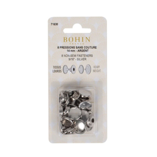 Pressions sans couture pour tissus lours 14 mm Argent 8 pièces - Bohin - Rougier et Plé