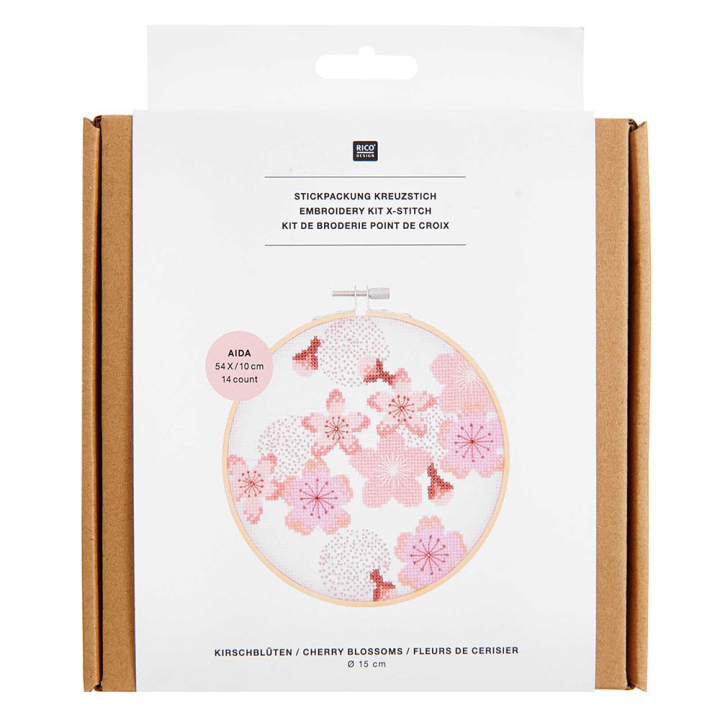 Kit Broderie Point de croix Fleurs de cerisier - Rico Design - Rougier et Plé