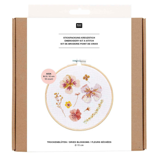 Kit Broderie Point de croix Fleurs séchées - Rico Design - Rougier et Plé