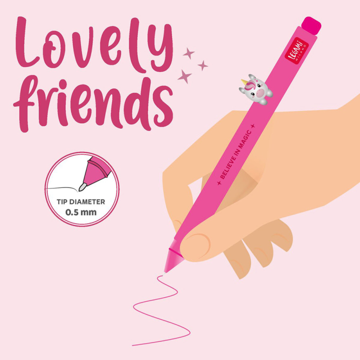 Stylo à Encre Gel Rose néon Licorne - Legami - Rougier et Plé