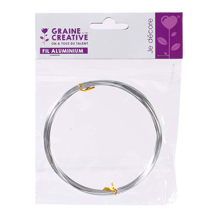 Fil aluminium Ø 1 mm x 5 m Argent - Graine Créative - Rougier et Plé