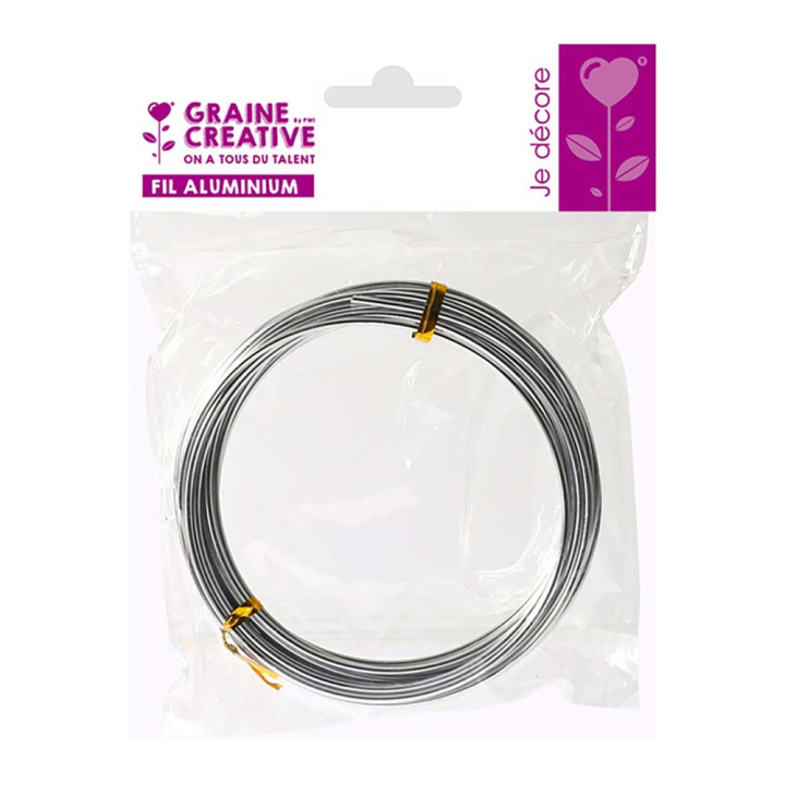 Fil aluminium Ø 2 mm 5 m Argent - Graine Créative - Rougier et Plé