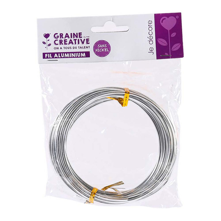 Fil aluminium Ø 2,5 mm 5 m Argent - Graine Créative - Rougier et Plé