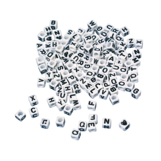 Perles alphabet carrées 5 mm 40 g Noir et blanc - Rayher - Rougier et Plé