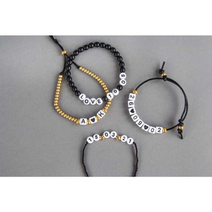 Perles alphabet carrées 5 mm 40 g Noir et blanc - Rayher - Rougier et Plé