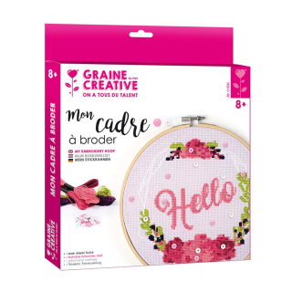 Kit Mon cadre à broder Hello ø 20 cm - Graine Créative - Rougier et Plé
