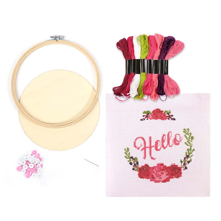 Kit Mon cadre à broder Hello ø 20 cm - Graine Créative - Rougier et Plé