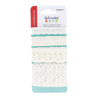 Assortiment Rubans en dentelle 50 m Blanc 4 pcs - Artemio - Rougier et Plé