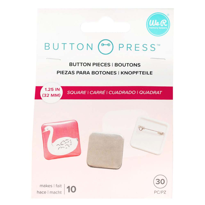 Recharges de machine à badges Button Press Badges carrées 32 mm 10 pcs - We R Memory Keepers - Rougier et Plé