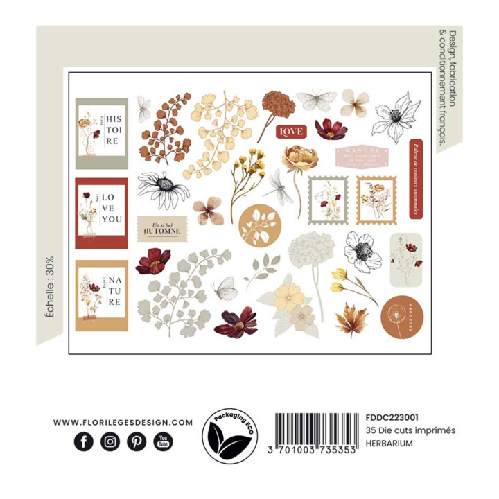 Découpes en papier Die-cuts Herbarium 35 pcs - Florilèges Design - Rougier et Plé