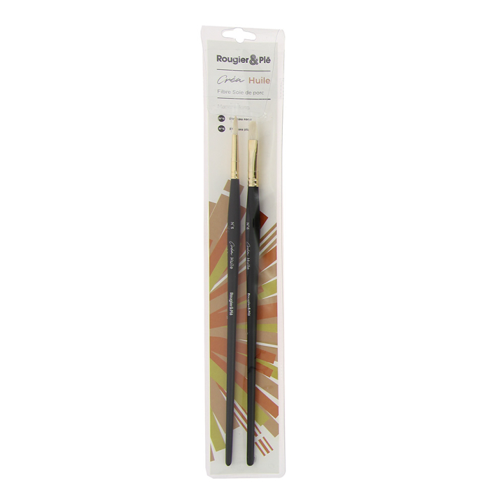 Pinceau huile Synthétique Lot de 2 pcs n°6 - Rougier&Plé - Rougier et Plé