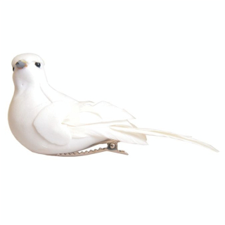 2 petits oiseaux blancs en plumes et résine - Artemio - Rougier et Plé