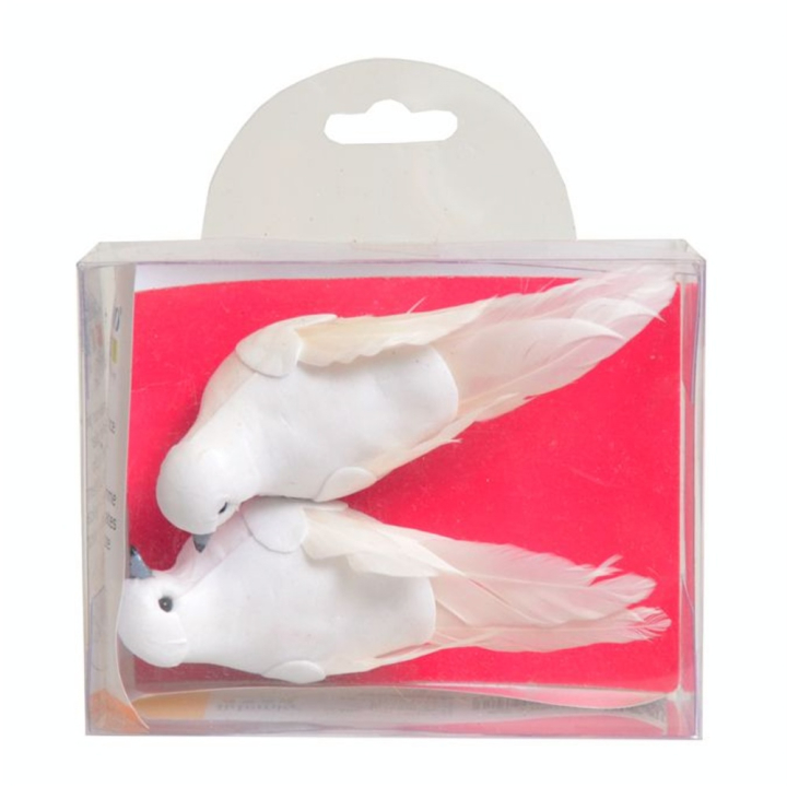 2 petits oiseaux blancs en plumes et résine - Artemio - Rougier et Plé