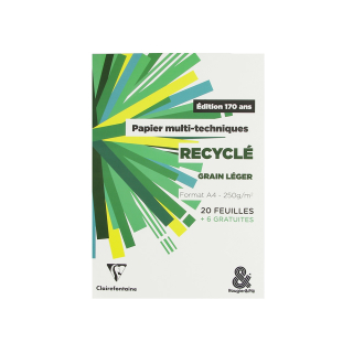 Bloc papier recyclés 250 g/m² A4 Édition 170 ans 20 feuilles + 6 offertes - Rougier&Plé - Rougier et Plé