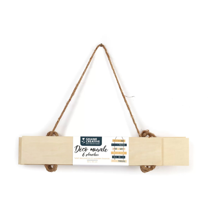 Décoration murale en bois 6 planches 30x 31 cm - Graine Créative - Rougier et Plé
