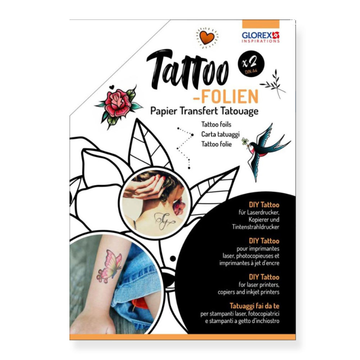 Papier transfert tatouage A4 - 2 feuilles - Glorex - Rougier et Plé