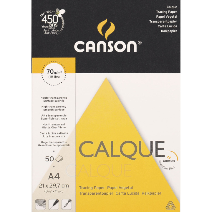 Bloc de 50 feuilles calque A4 70g/m² - Canson - Rougier et Plé