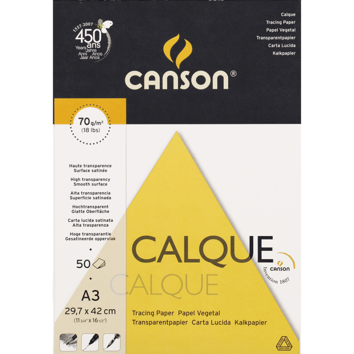 Bloc de 50 feuilles calque A3 70g/m² - Canson - Rougier et Plé